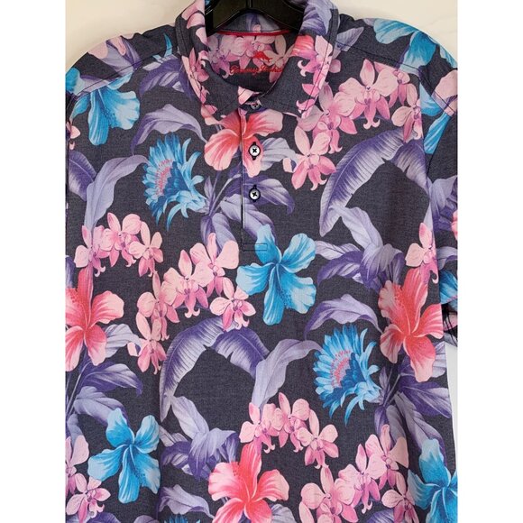 Tommy Bahama Floral Polo Shirt Large Short Sleeve Island - Picture 8 of 10